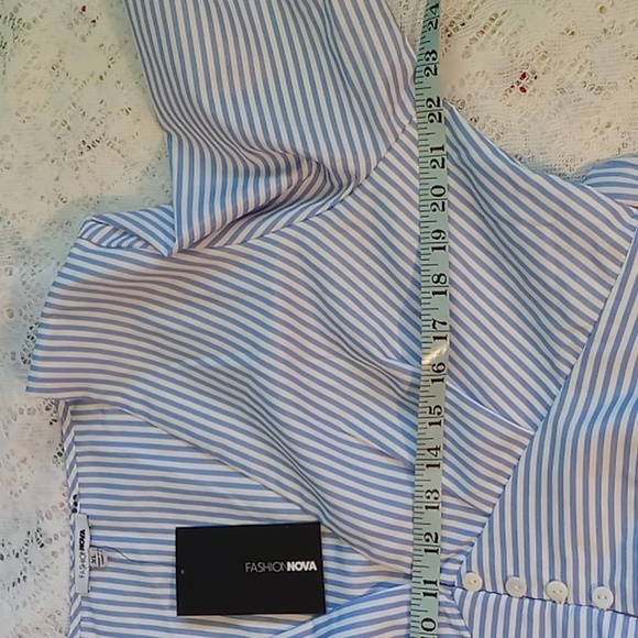 Fashion Nova Live A Little Kimono Size XL Blue/White Striped Long Sleeve - Picture 8 of 15